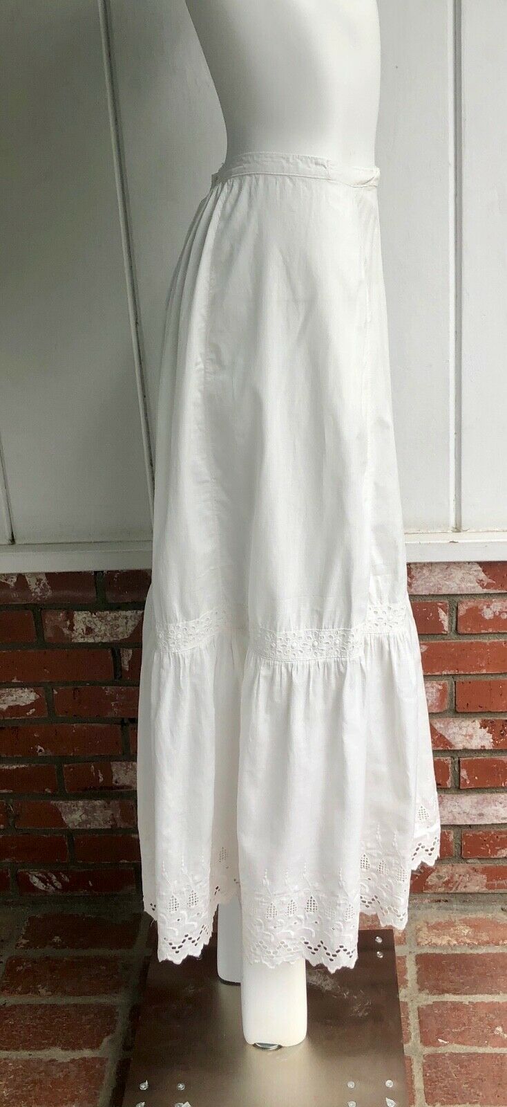 Antique Victorian Edwardian Cotton Eyelet Maxi Slip Petticoat Under Skirt S - Fresh Stock Dated December 2025