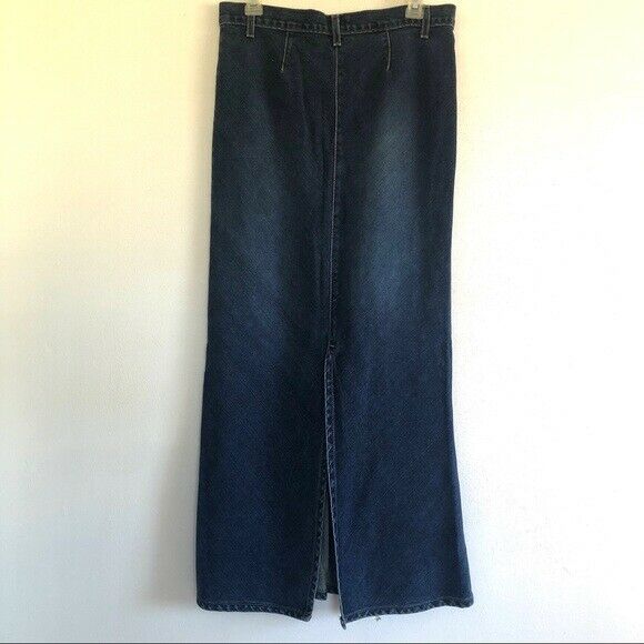 Vintage Heart Moon Star Women's Maxi Blue Denim A Line Skirt Size 4 - Fresh Stock Dated February 2026