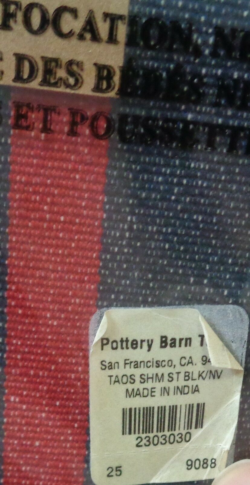 NEW Pottery Barn Teen PB Teen Taos Striped Red Blue Standard Sham Set of 2 - Fresh Stock Dated December 2025