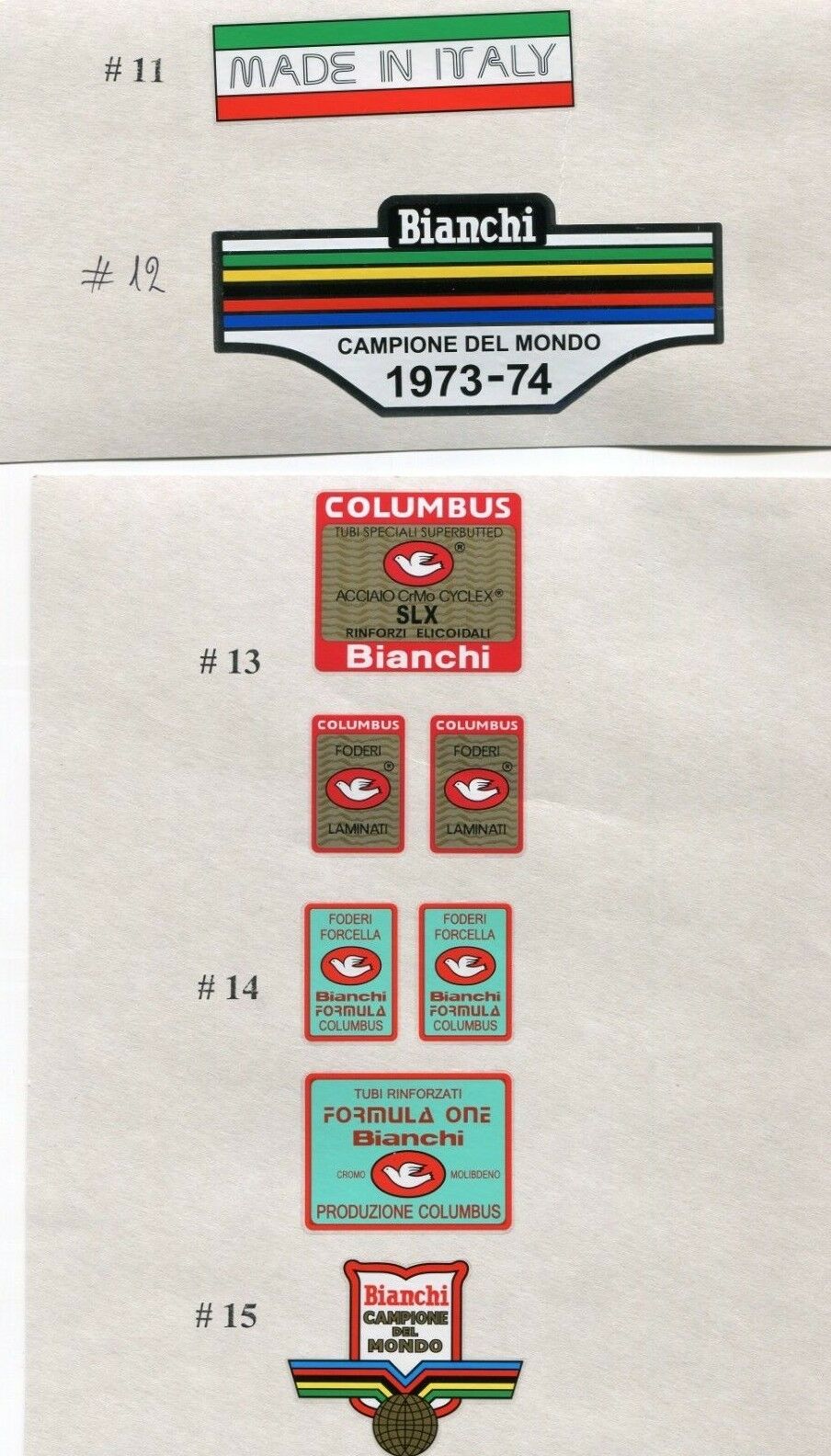 Bianchi tube decals stickers  , 20 options on your choice - Fresh Stock Dated December 2025