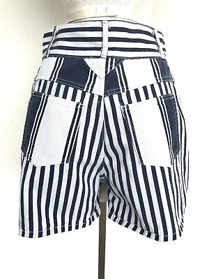 Vintage VTG 1990s 90s White Blue Stripe Denim Skort - Fresh Stock Dated February 2026