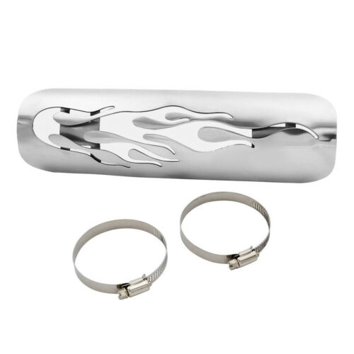Motorcycle Exhaust Muffler Pipe Heat Shield Cover Heel Guard Universal Chrome - Fresh Stock Dated February 2026