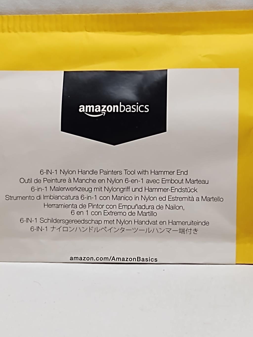 Amazon Basics 6-IN-1 Nylon Handle Painters Tool with Hammer End - Fresh Stock Dated February 2026