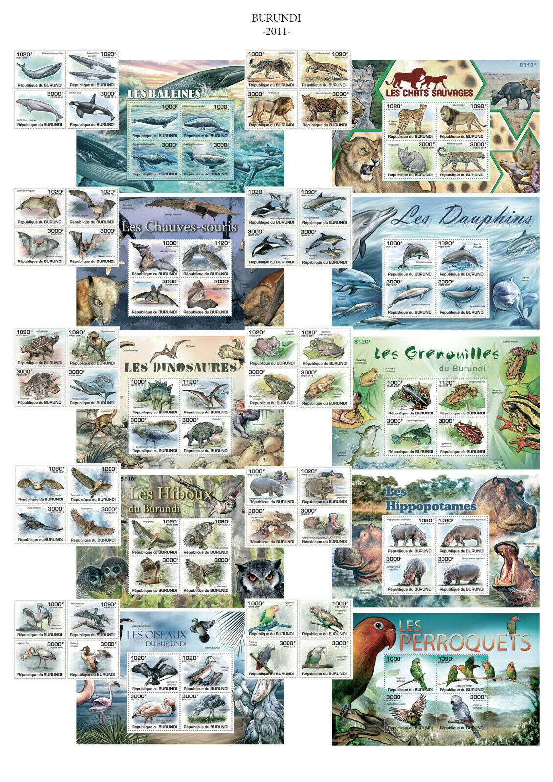 Burundi 2011 Year Set Mi. 1974 - 2289 + S/S many topics CAT. VALUE 762 € - Fresh Stock Dated December 2025