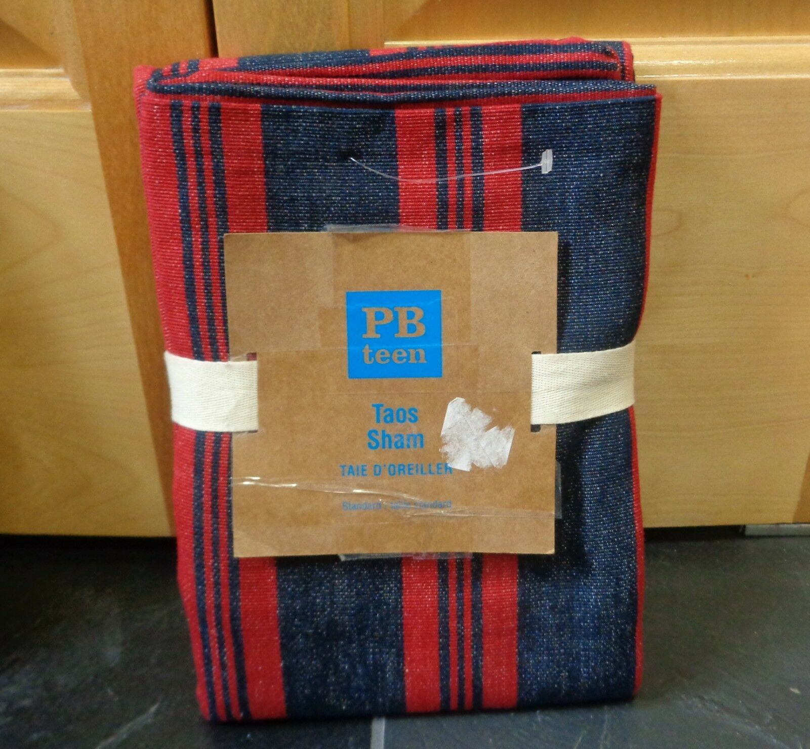 NEW Pottery Barn Teen PB Teen Taos Striped Red Blue Standard Sham Set of 2 - Fresh Stock Dated December 2025