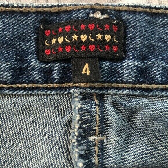 Vintage Heart Moon Star Women's Maxi Blue Denim A Line Skirt Size 4 - Fresh Stock Dated February 2026