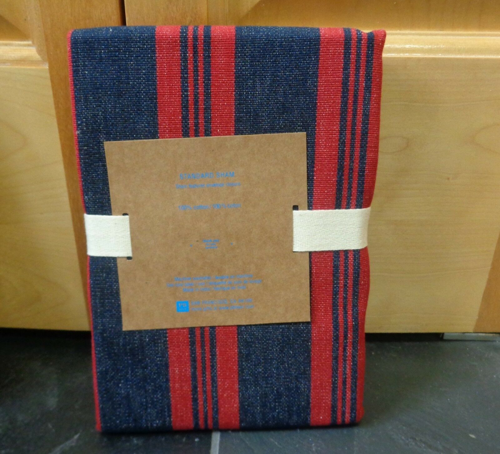 NEW Pottery Barn Teen PB Teen Taos Striped Red Blue Standard Sham Set of 2 - Fresh Stock Dated December 2025