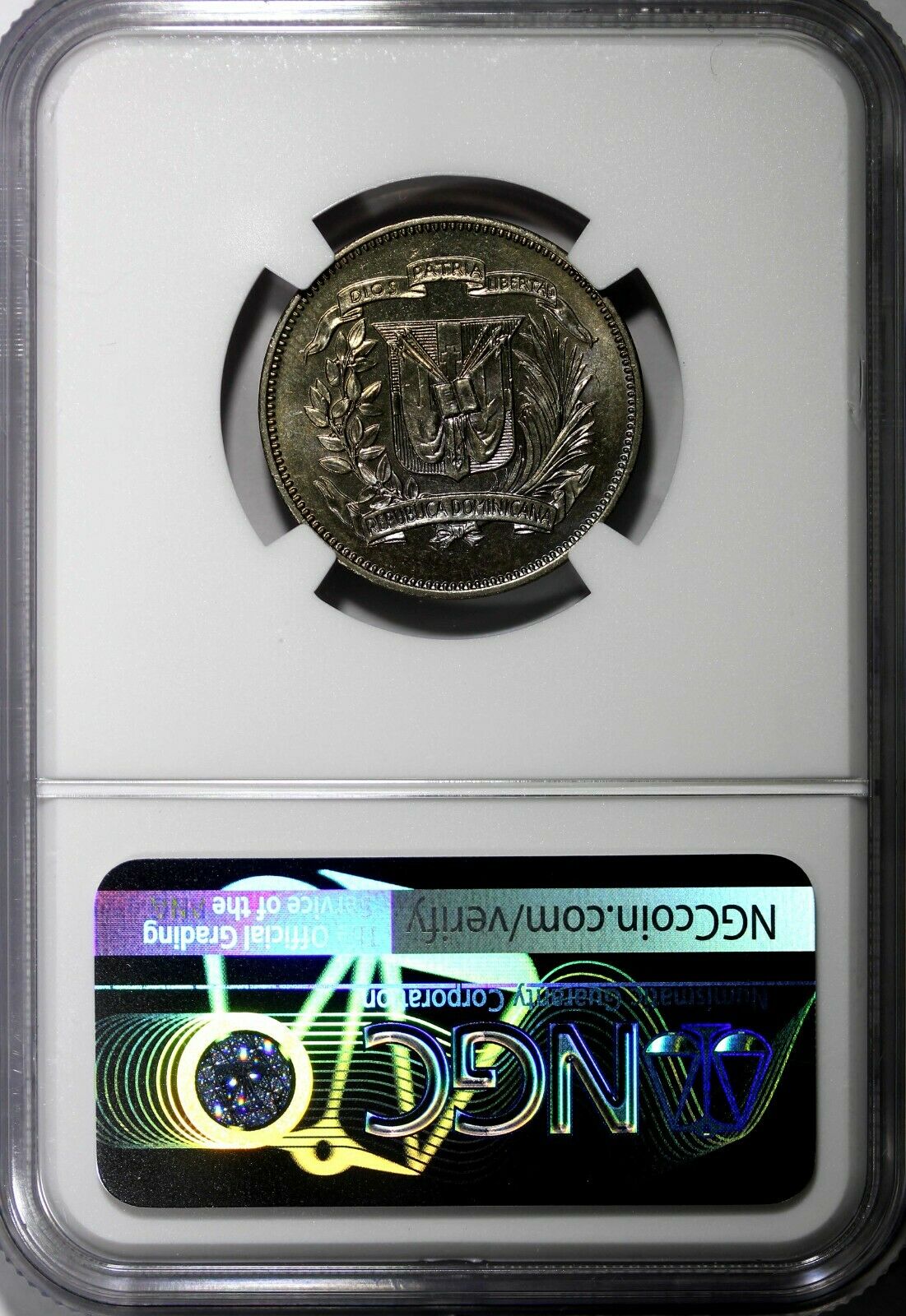 DOMINICAN REPUBLIC 1972 25 Centavos NGC MS65 GEM Mintage-800,000 KM# 20a.1 (029) - Fresh Stock Dated December 2025