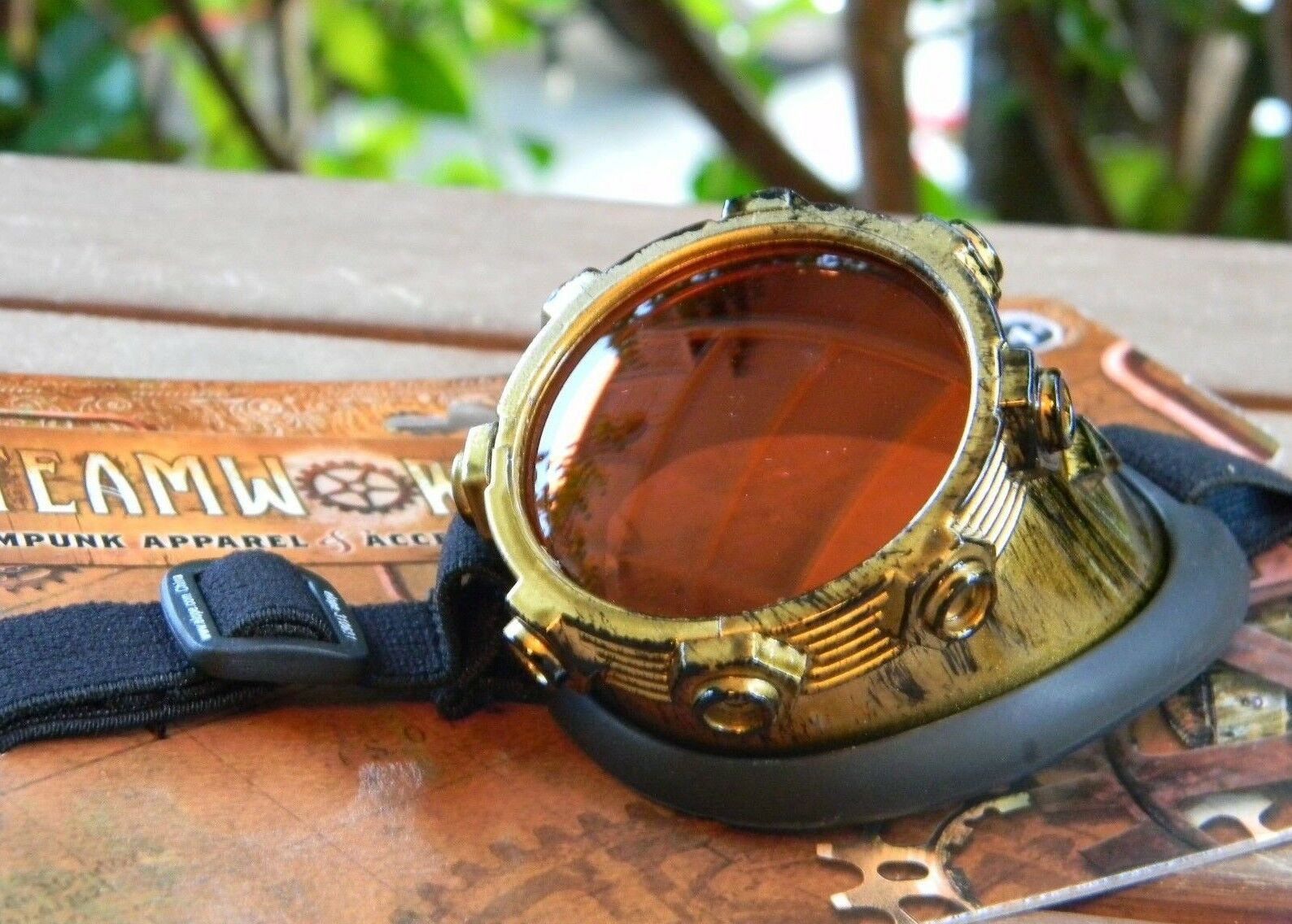 Steamworks SteamPunk CyberSteam Gold Orange Eyepatch Goggles Cosplay Goth NEW - Fresh Stock Dated February 2026