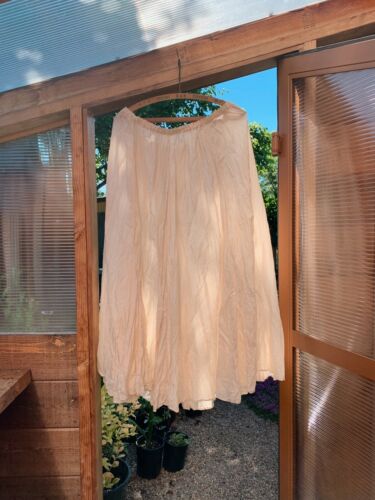 Vintage 70s 80s 100% Silk Anna Gray Bone White Midi Swing Stretch Skirt M/L - Fresh Stock Dated February 2026