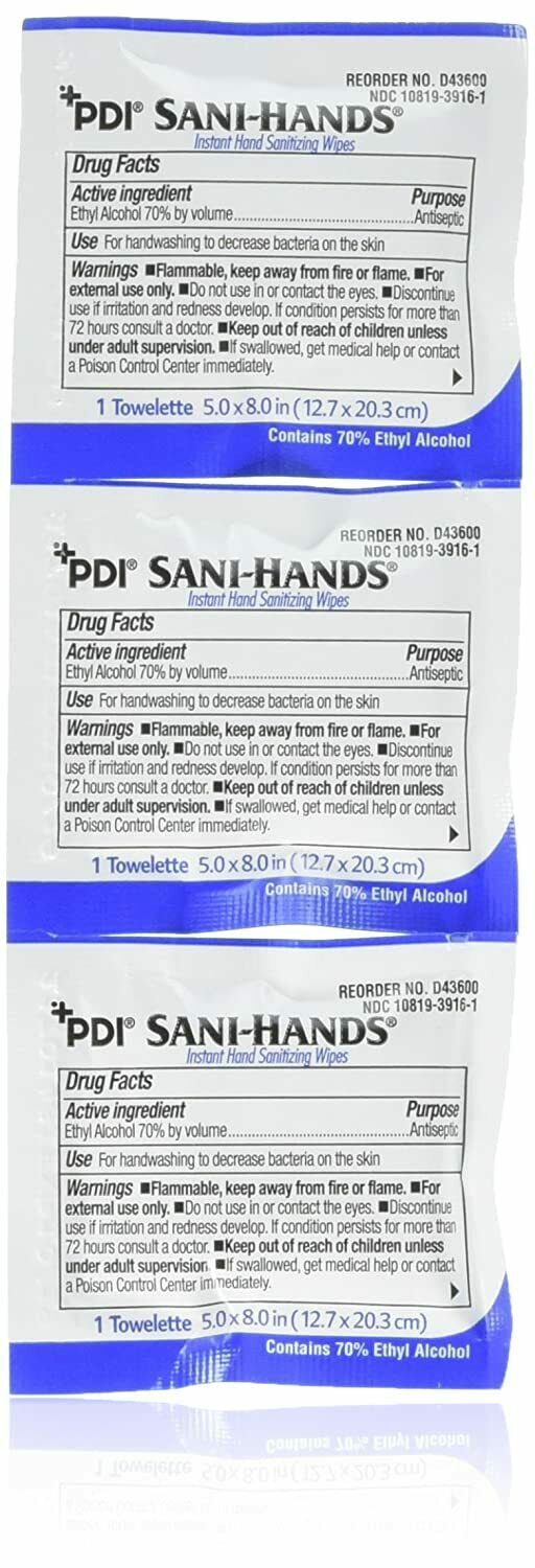 PDI Hand Sanitizing Wipe Sani-Hands 100pcs Ethyl Alcohol Wipe Individual Packet - Fresh Stock Dated February 2026