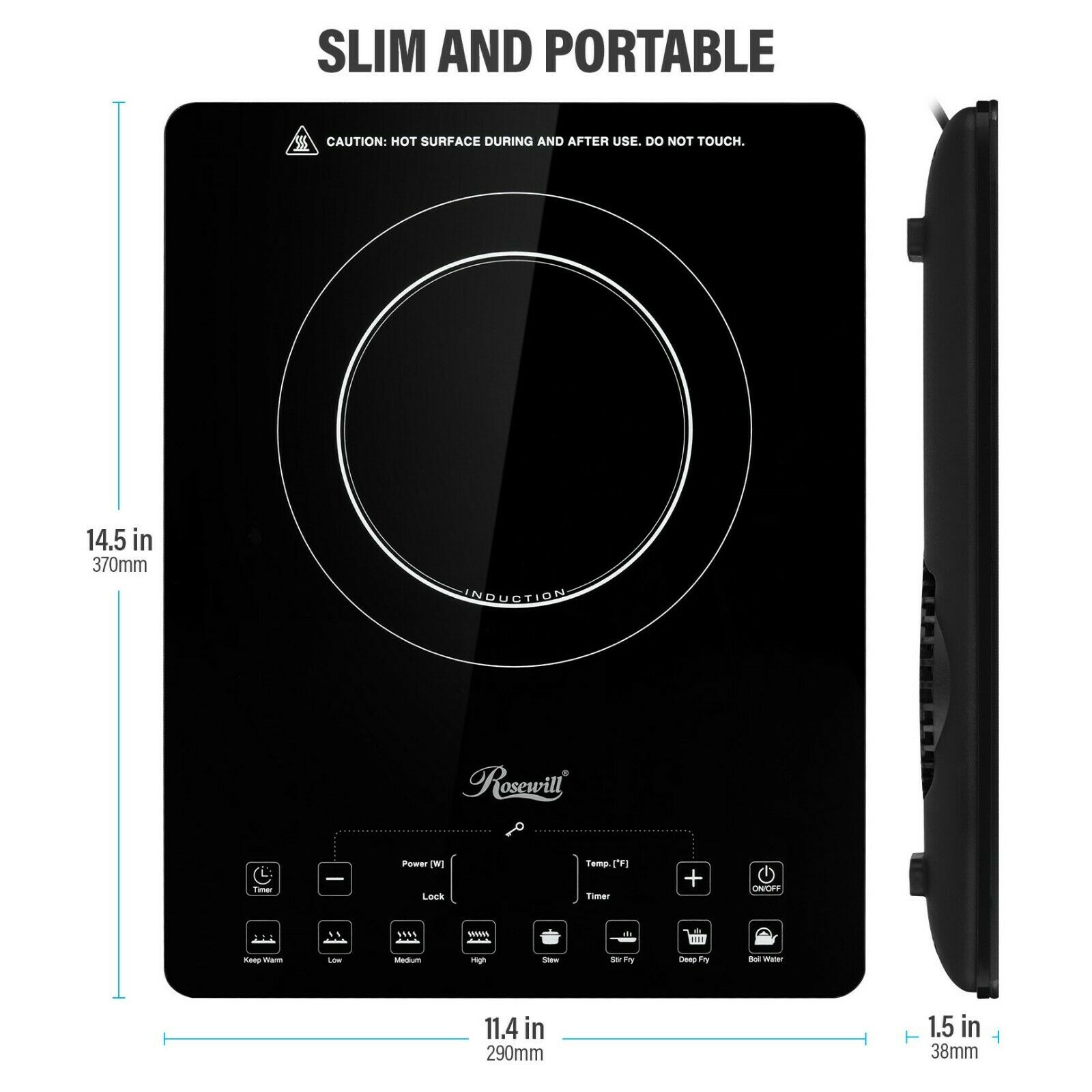 1500W Portable Induction Cooktop Countertop Burner with 15 Temp and Power Levels - Fresh Stock Dated December 2025