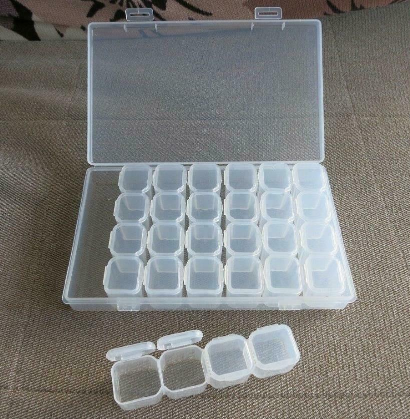 Plastic Watch Part Box with 28 Removable Grids for Organizing Crown Jewelry Bead - Fresh Stock Dated February 2026