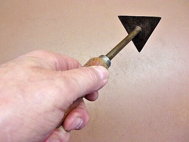 Vintage Wood Handled Triangular Paint/Furniture Scraper Tool 8 3/4