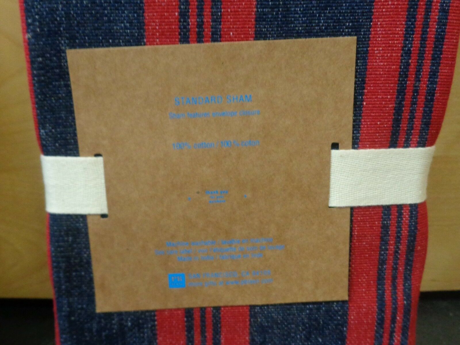 NEW Pottery Barn Teen PB Teen Taos Striped Red Blue Standard Sham Set of 2 - Fresh Stock Dated December 2025