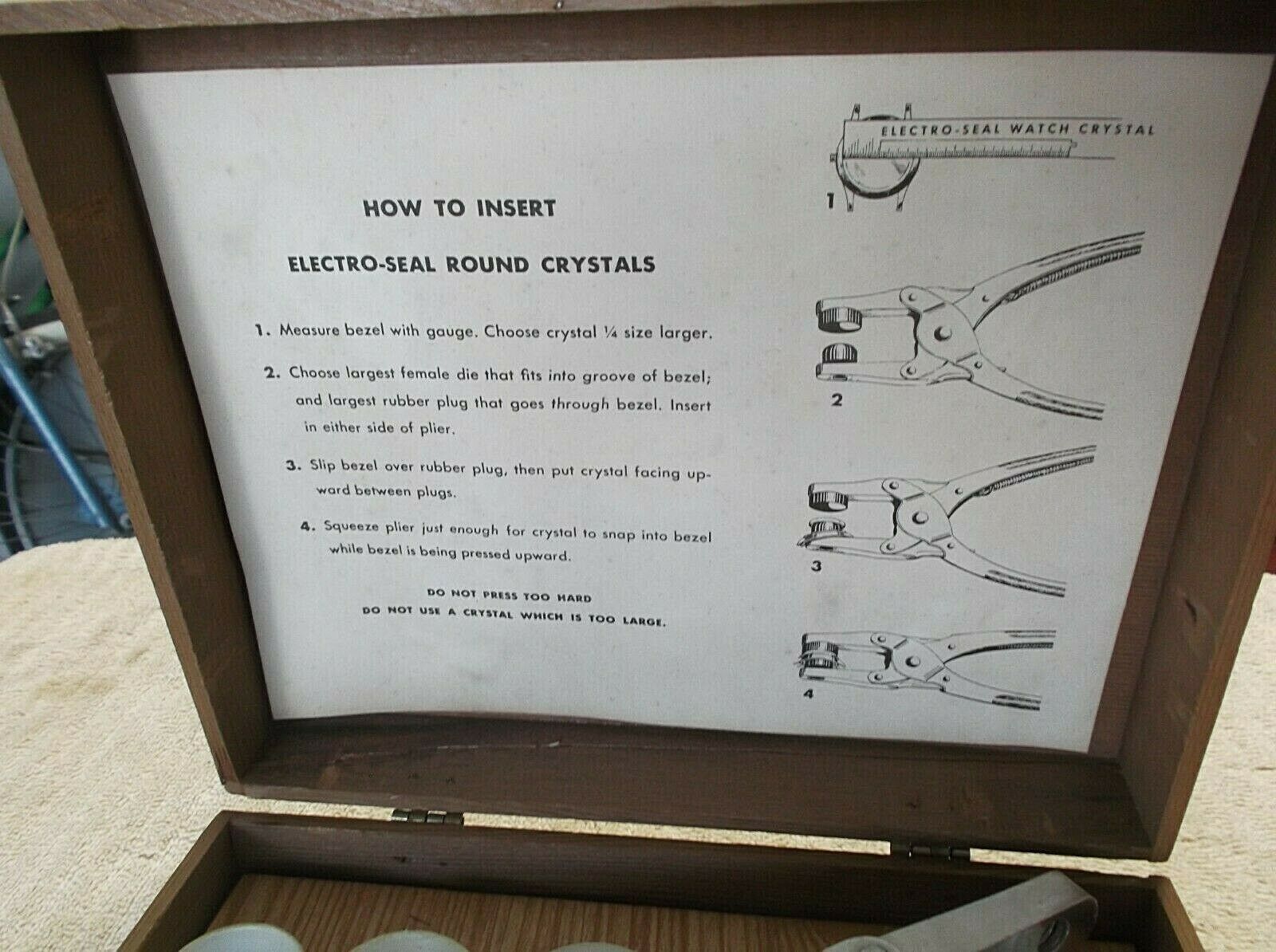 Complete Vintage USA>ELECTRO-GLAS< SEAL Watchmakers CRYSTAL INSERTING TOOL-W/Box - Fresh Stock Dated December 2025
