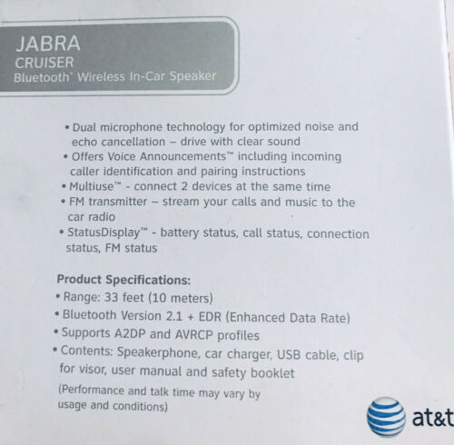Jabra Cruiser Bluetooth Wireless In Car Speaker Dual Microphones - Fresh Stock Dated December 2025