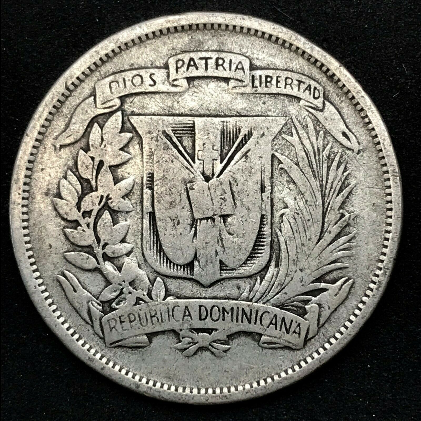 1937- Dominican Republic MEDIO - 1/2 Peso 0.900 Silver Coin- Rare. Km # 21. C#2 - Fresh Stock Dated February 2026