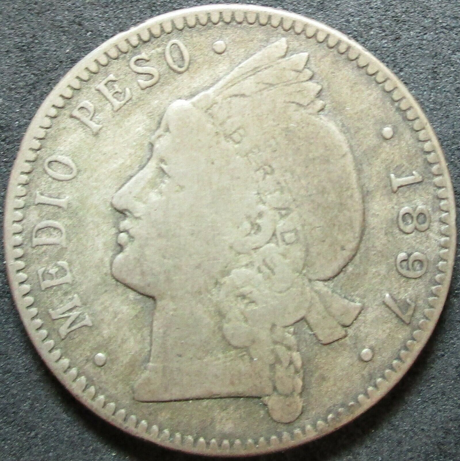 1897-A DOMINICAN REPUBLIC SILVER BILLON HALF PESO COIN - Fresh Stock Dated February 2026