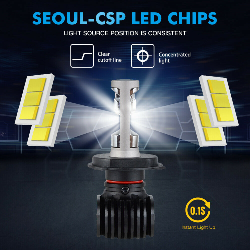 H4 9003 CSP LED Bulbs White Hi/Low Beam Motorcycle Headlight 6000K High Power - Fresh Stock Dated February 2026