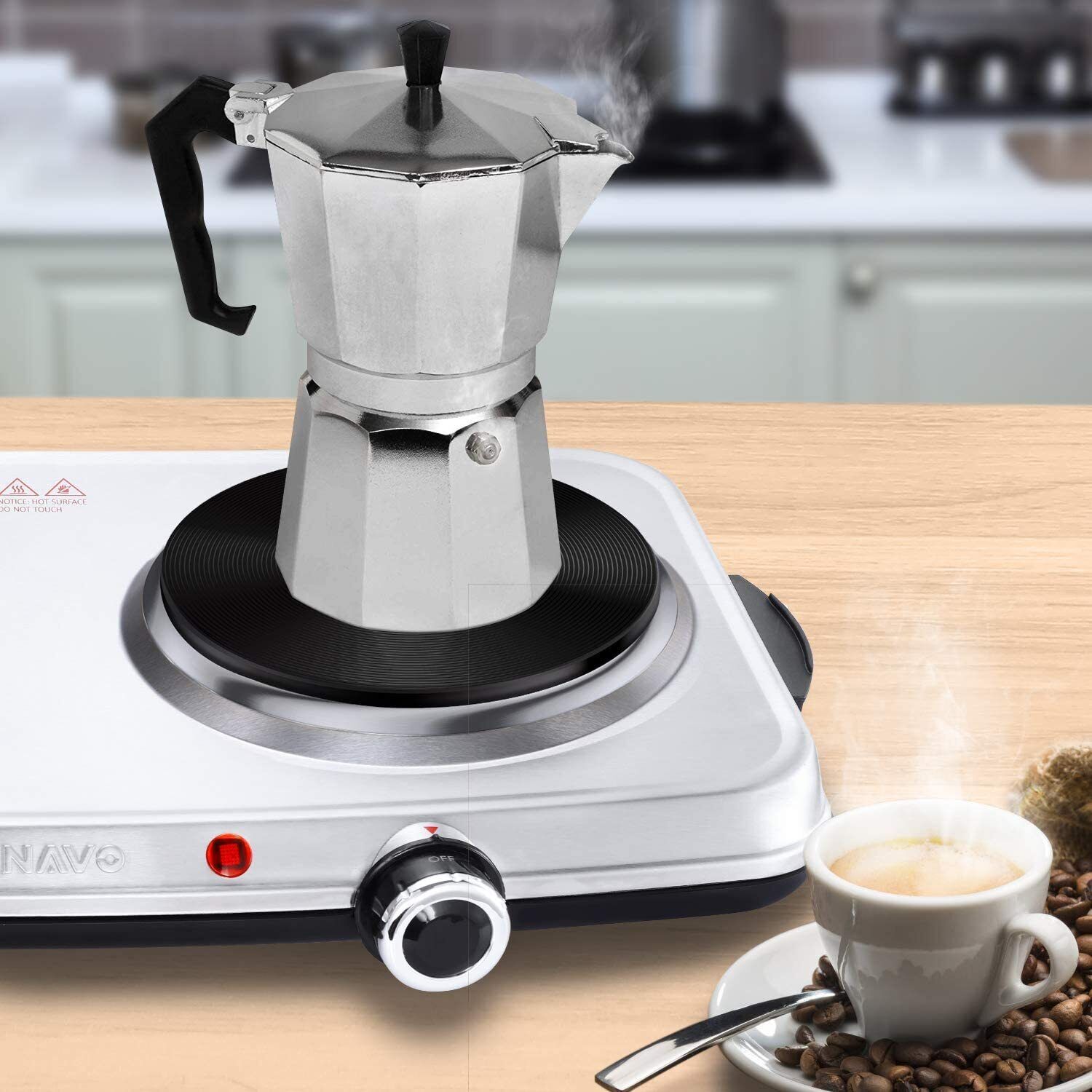 Stainless Steel Hot Plates for Cooking 1800W Electric Double Burner with Handles - Fresh Stock Dated February 2026