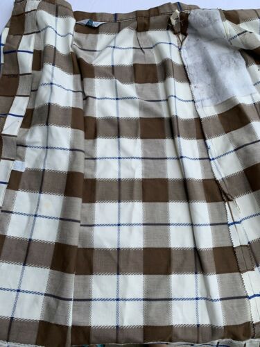 Vintage 1960's Mod Brown/Navy/White Plaid Wrap Skirt - Preppy- Schoolgirl M - Fresh Stock Dated December 2025