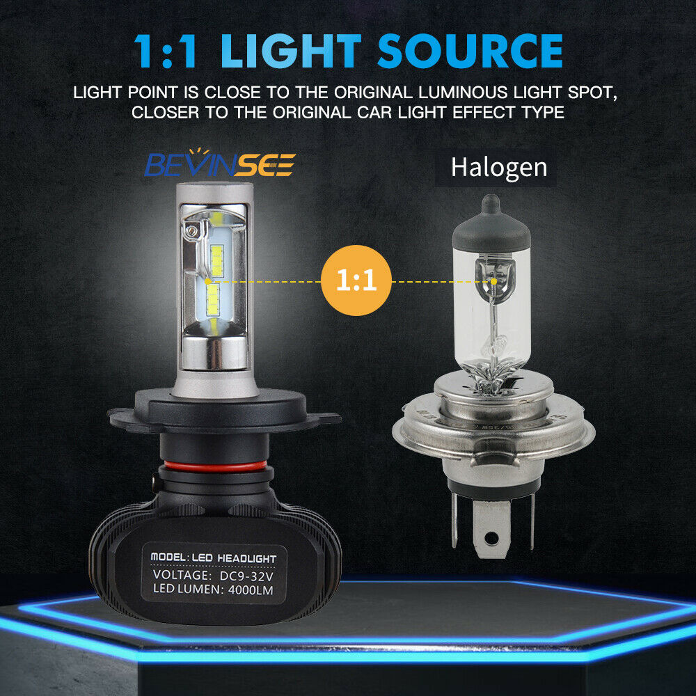 H4 9003 CSP LED Bulbs White Hi/Low Beam Motorcycle Headlight 6000K High Power - Fresh Stock Dated February 2026