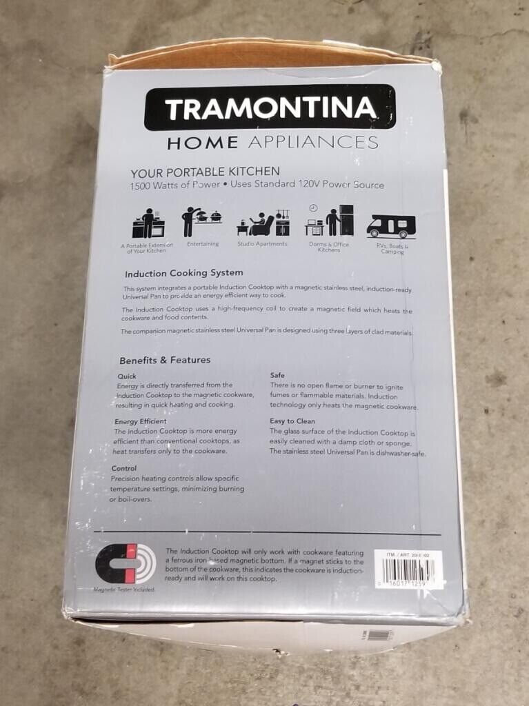 Tramontina 3 Piece Portable Induction Cooking System w/ 4qt Covered Pan 1500W - Fresh Stock Dated February 2026