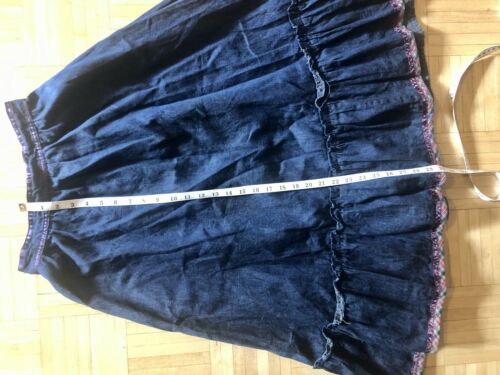 Gunne Sax Vintage Denim Prairie Skirt Pink Gingham Trim XS - Fresh Stock Dated February 2026