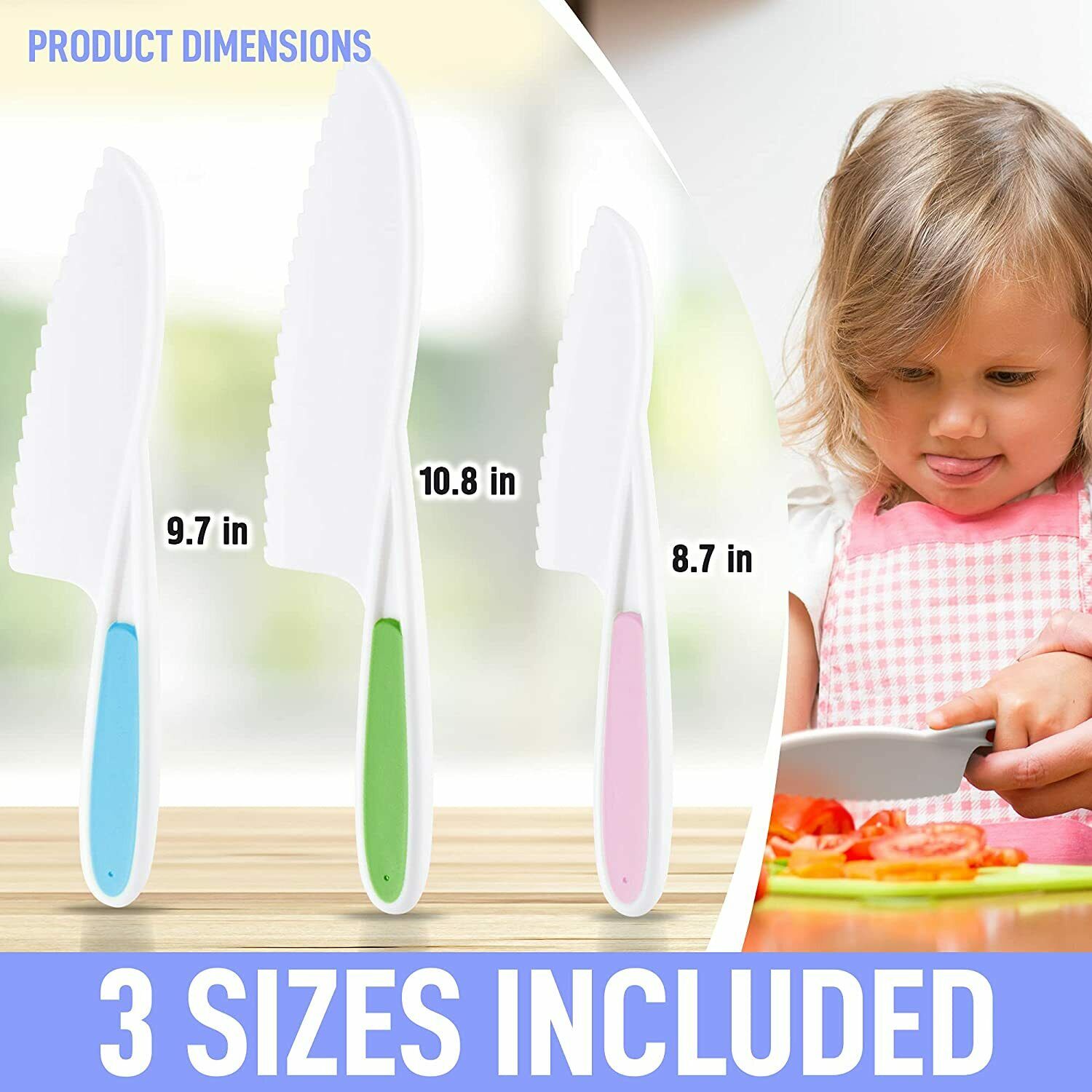 3 Piece Kids Knife Set Safe Fun Cooking Cutting Fruits, Veggies, Sandwiches Cake - Fresh Stock Dated January 2026