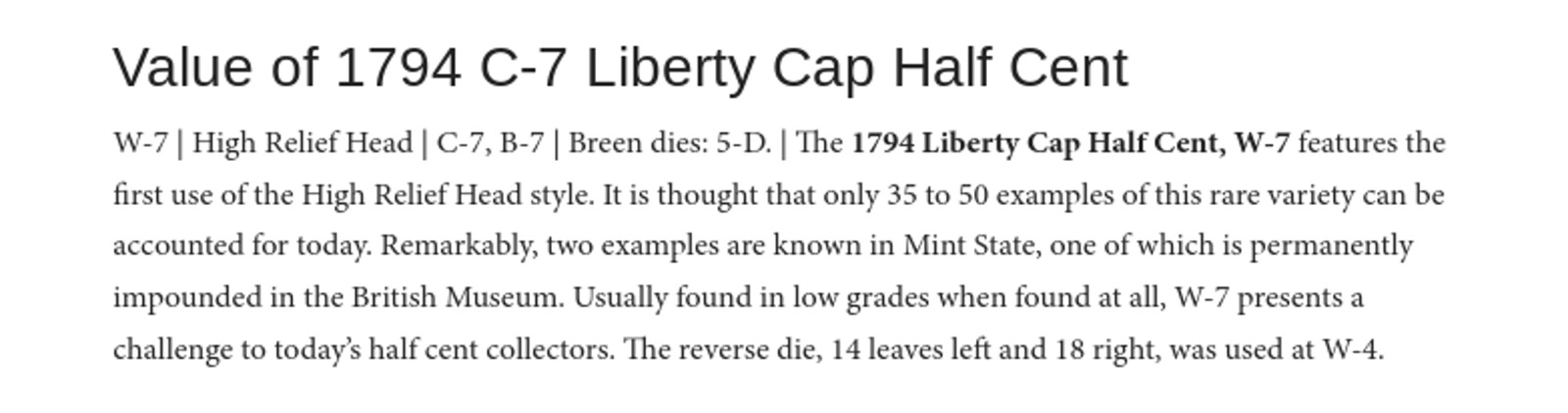 1794 Liberty Cap HALF CENT *PCGS Fine* C-7, 35-50 Known *FAST FREE SHIPPING!!! - Fresh Stock Dated February 2026