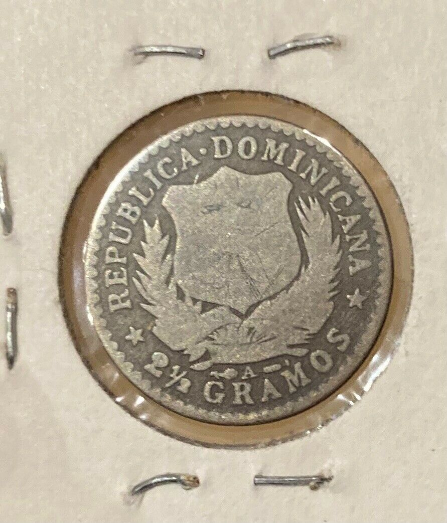 Dominican Republic 1897 10 Centavos silver 2 1/2 gramos coin - Fresh Stock Dated February 2026