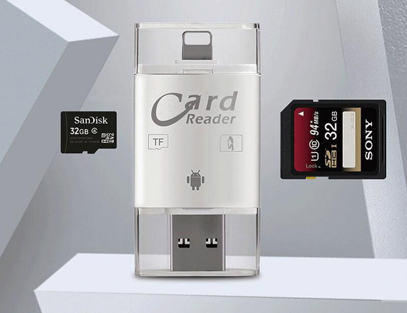 TF SD Card Reader For iPad iPhone X XR XS MAX Samsung OTG Android Phone PC - Fresh Stock Dated December 2025