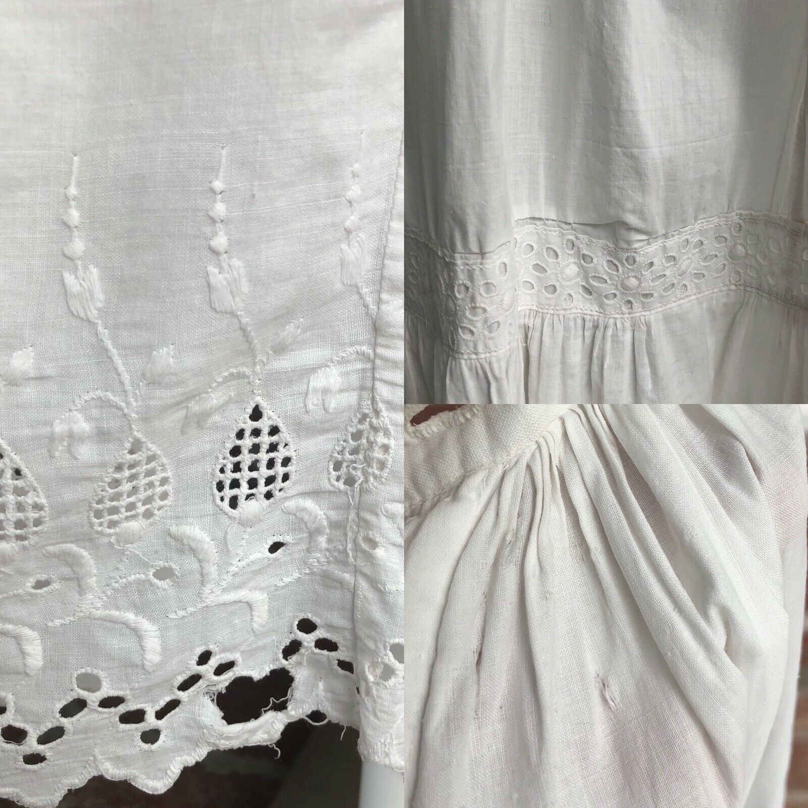 Antique Victorian Edwardian Cotton Eyelet Maxi Slip Petticoat Under Skirt S - Fresh Stock Dated December 2025