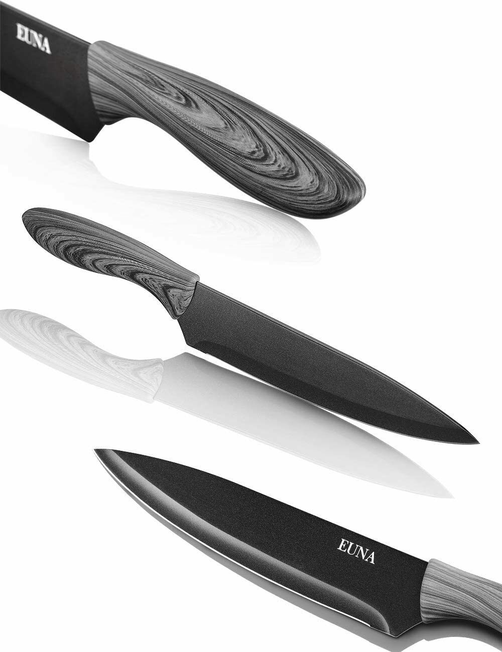 EUNA 5 PCS Kitchen Knife Boxed Set Ultra Sharp Japanese Knives with Sheaths - Fresh Stock Dated December 2025