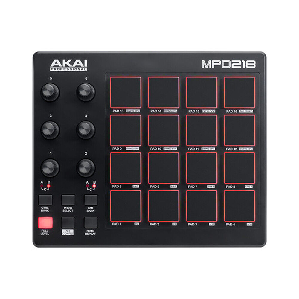 Akai MPD218 MIDI USB Pad Drum Beat Controller + 4 Port USB Hub + Cable  & Ties - Fresh Stock Dated February 2026