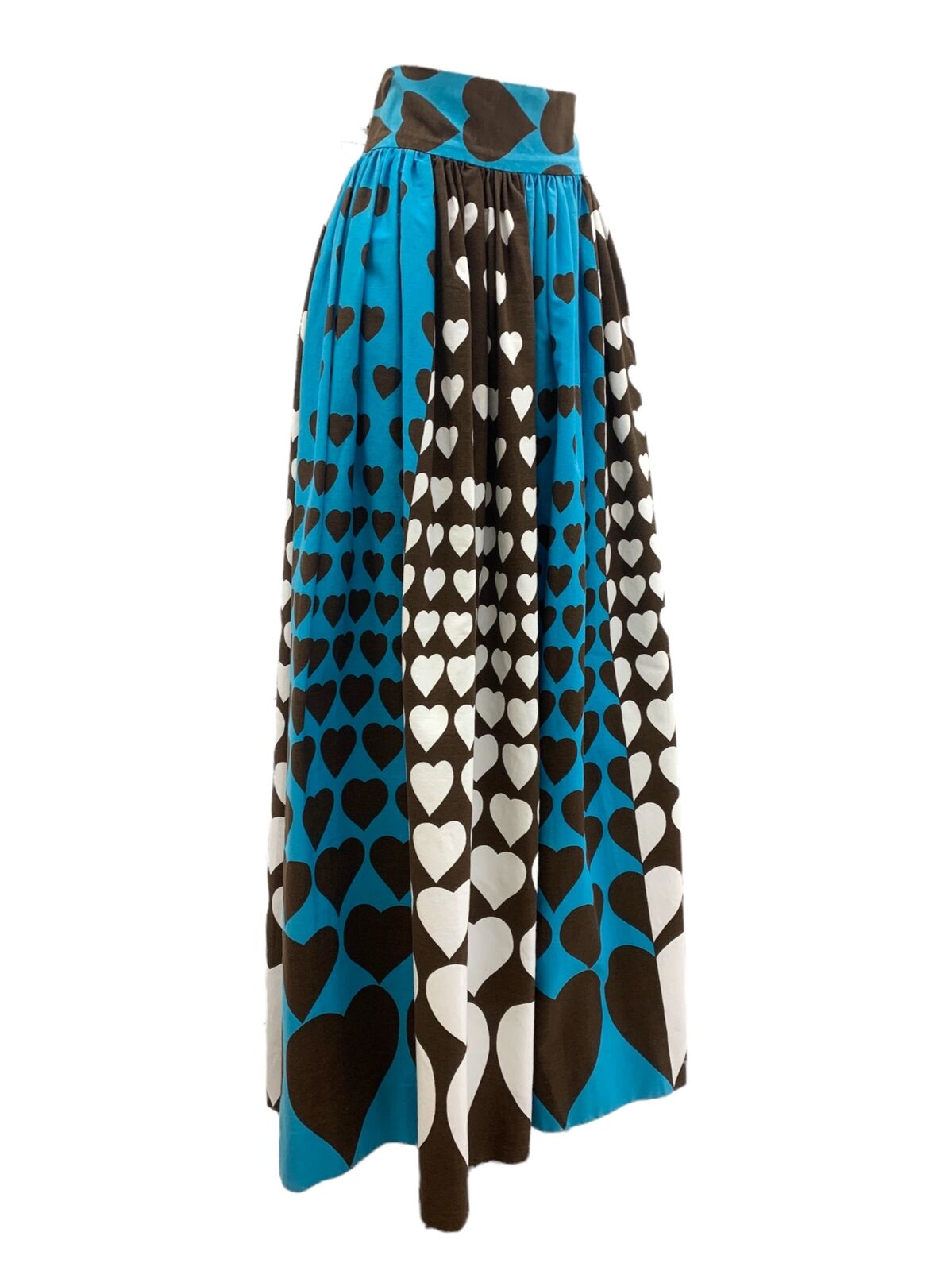 Vtg Vintage 1960s 60s Bold Heart Print Color Block Bohemian Maxi Skirt - Fresh Stock Dated March 2026