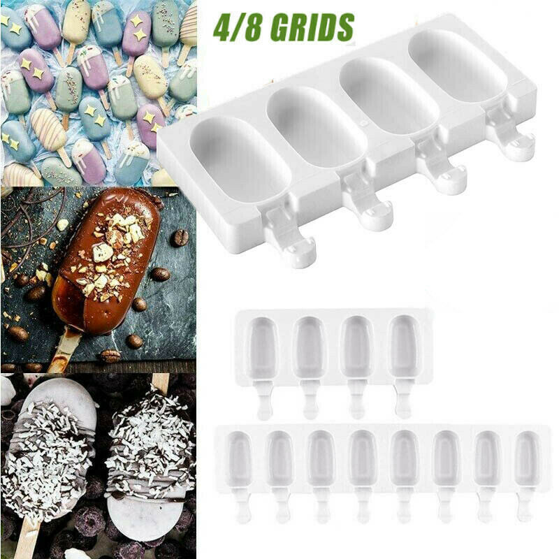 4/8 Cavities Silicone Popsicle Molds Ice Pop Molds Maker With Wooden Sticks DIY - Fresh Stock Dated February 2026