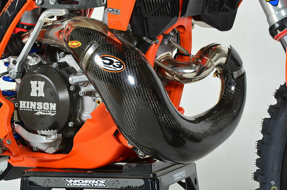 P3 101067-FMF carbon fiber FMF pipe guard for 2020 KTM / Husqvarna 250/300 - Fresh Stock Dated February 2026