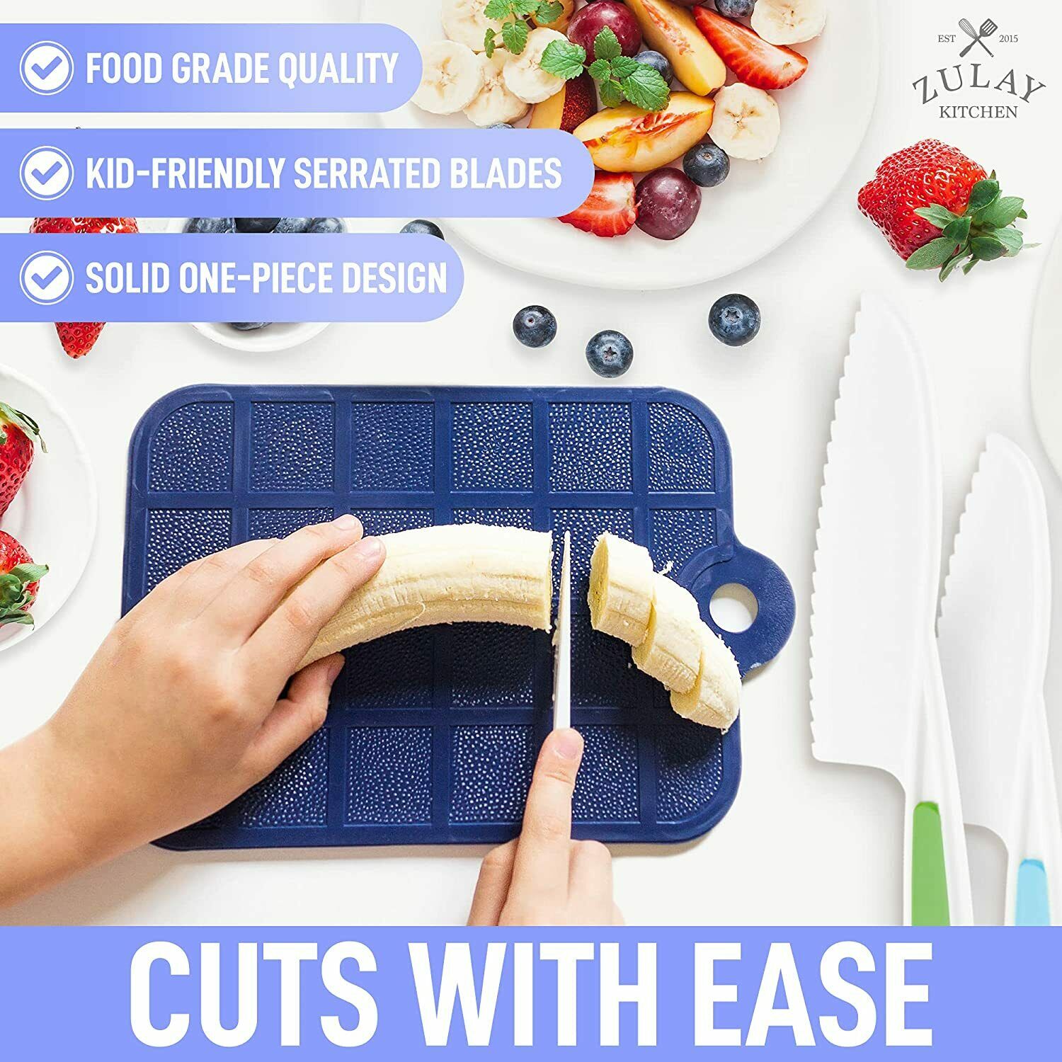 3 Piece Kids Knife Set Safe Fun Cooking Cutting Fruits, Veggies, Sandwiches Cake - Fresh Stock Dated January 2026
