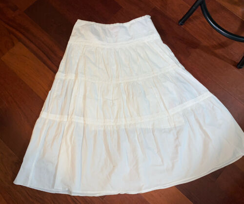 Vintage White Cotton  Prairie Skirt Sz 8 White  Long Eyelet Ruffle Trim - Fresh Stock Dated February 2026