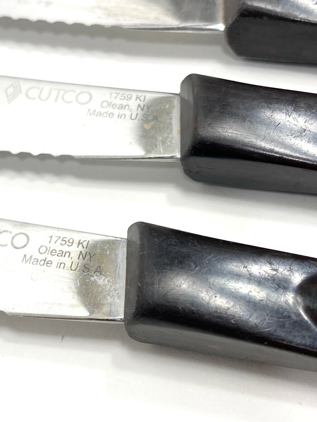 Cutco Steak Knives 1759 KI Set of 5 Dark Brown Marble Orange USA - Fresh Stock Dated December 2025