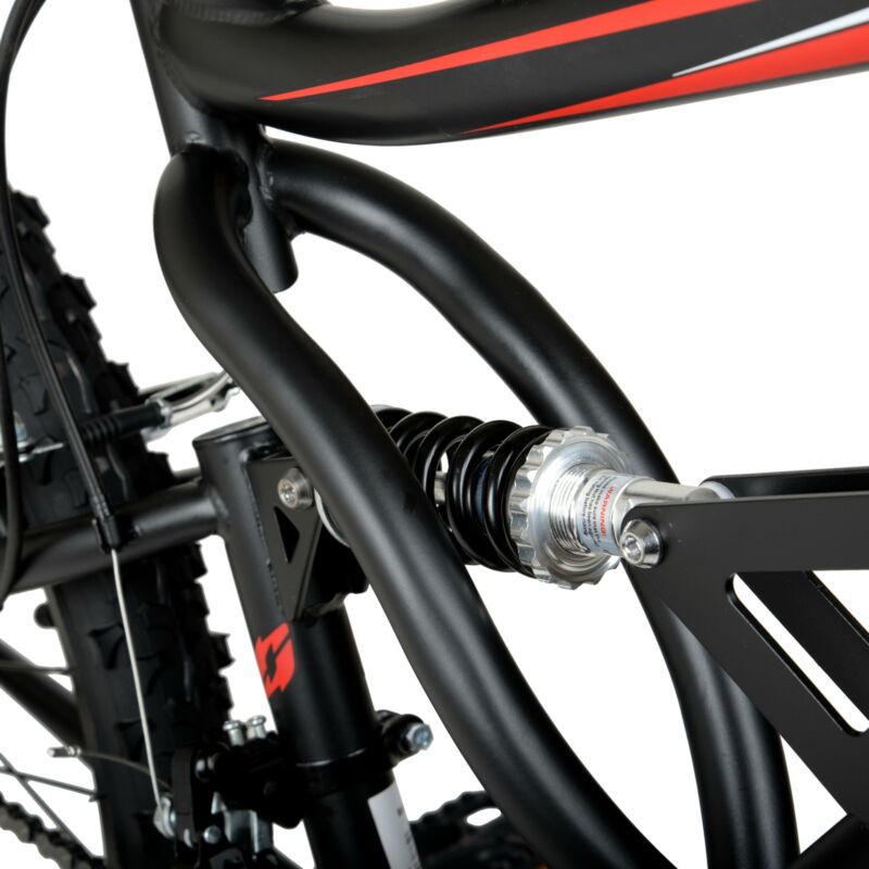 26 Inch Shocker Mens Dual Suspension Mountain Bike Shimano Equipped Black - Fresh Stock Dated February 2026