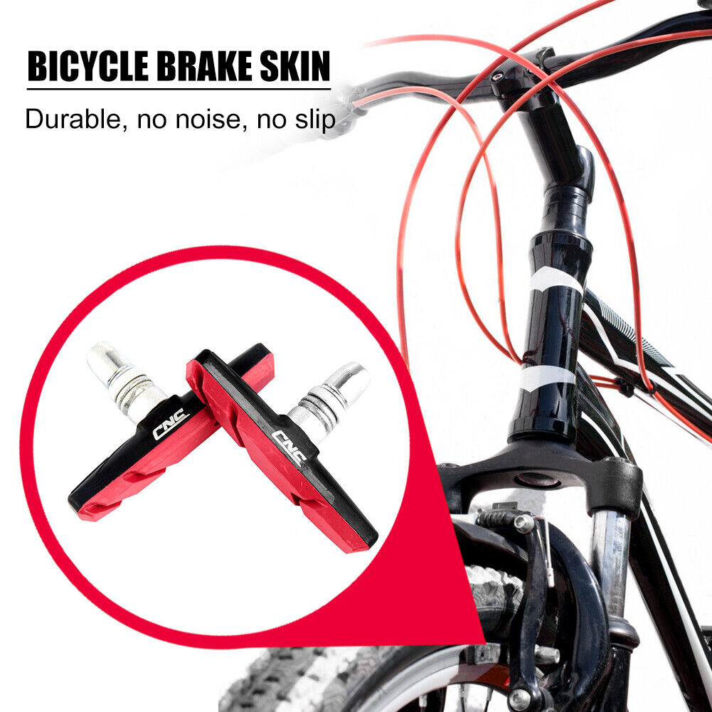 1 Pair MTB Road Bicycle V-Brake Pads Bike Rubber Brake Holder Block (Red) US - Fresh Stock Dated February 2026