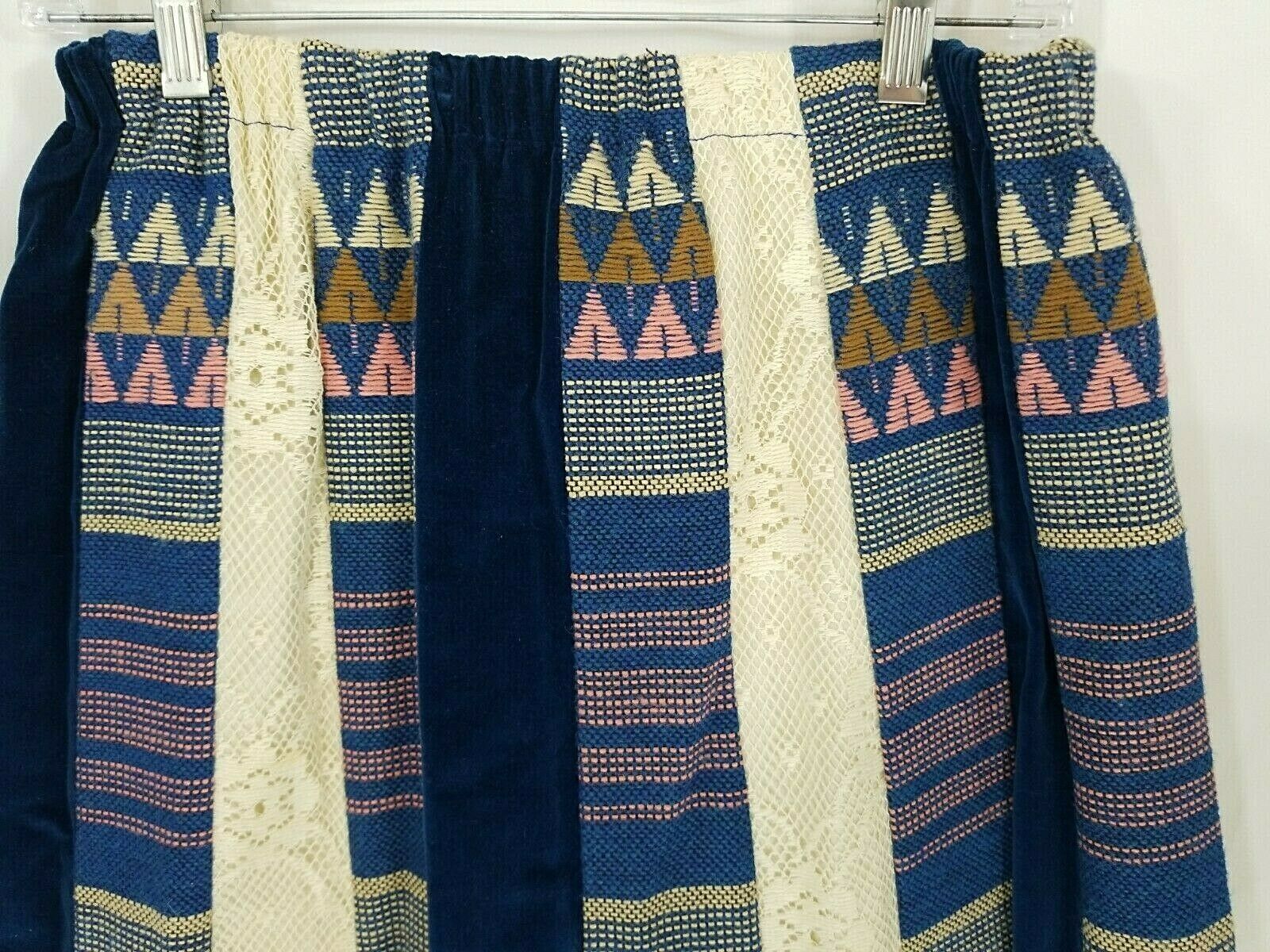 VTG  Chessa Davis Multicolor Boho Woven Velvet Lace Skirt  S/M - Fresh Stock Dated February 2026