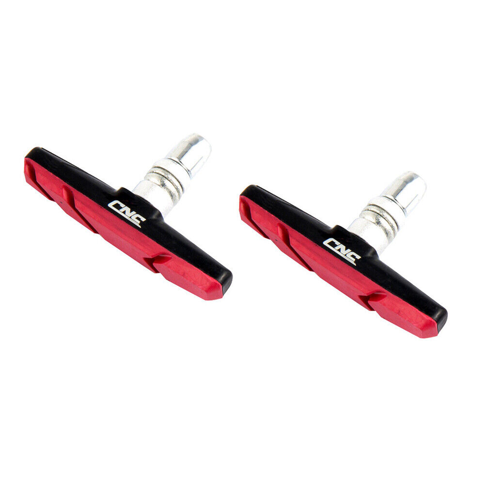 1 Pair MTB Road Bicycle V-Brake Pads Bike Rubber Brake Holder Block (Red) US - Fresh Stock Dated February 2026