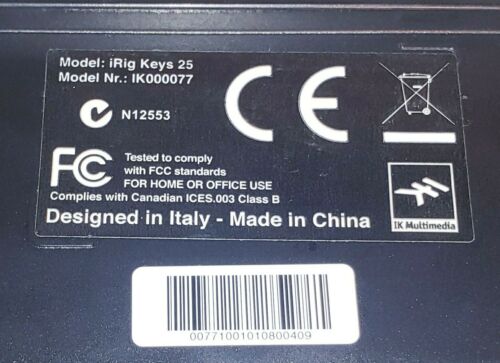 IK Multimedia iRig Keys 25 USB, Keyboard Only, Nice! - Fresh Stock Dated February 2026