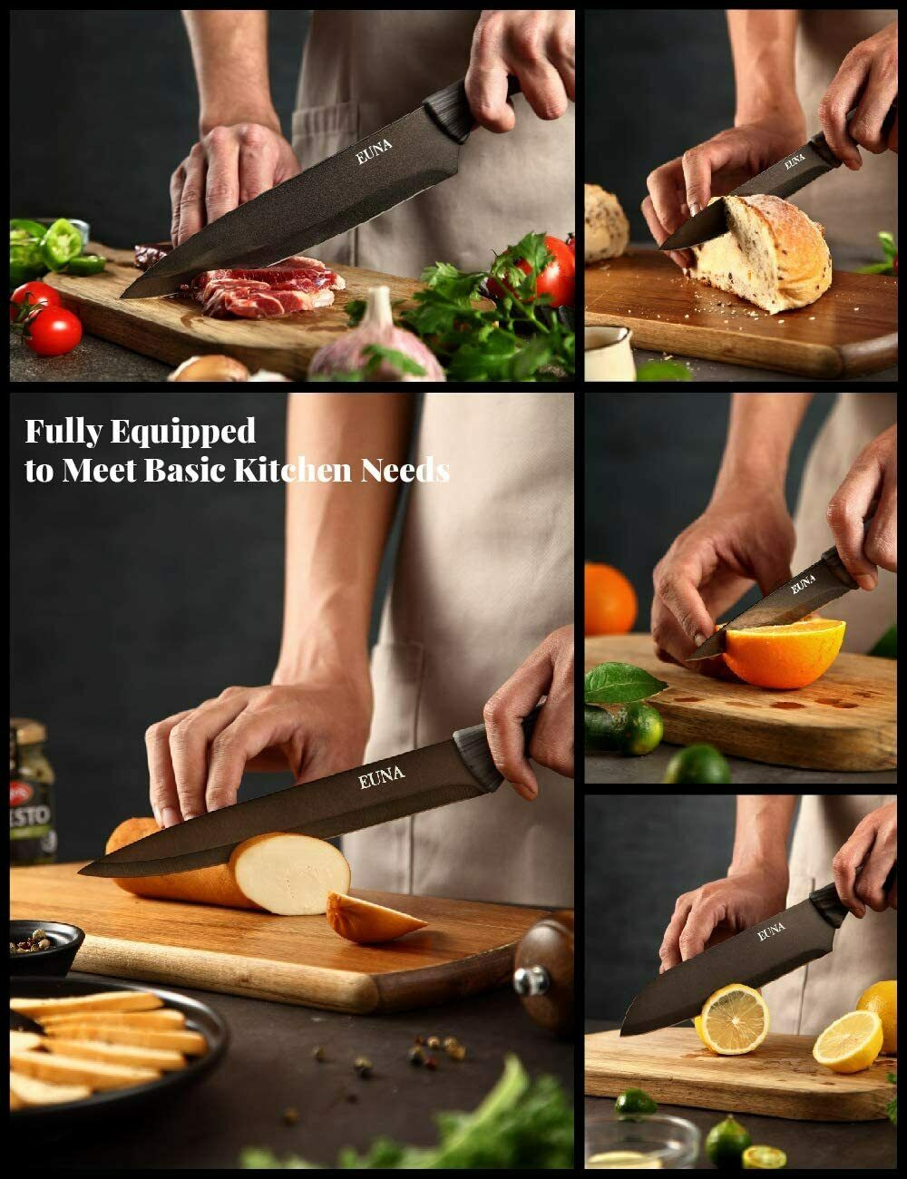 EUNA 5 PCS Kitchen Knife Boxed Set Ultra Sharp Japanese Knives with Sheaths - Fresh Stock Dated December 2025