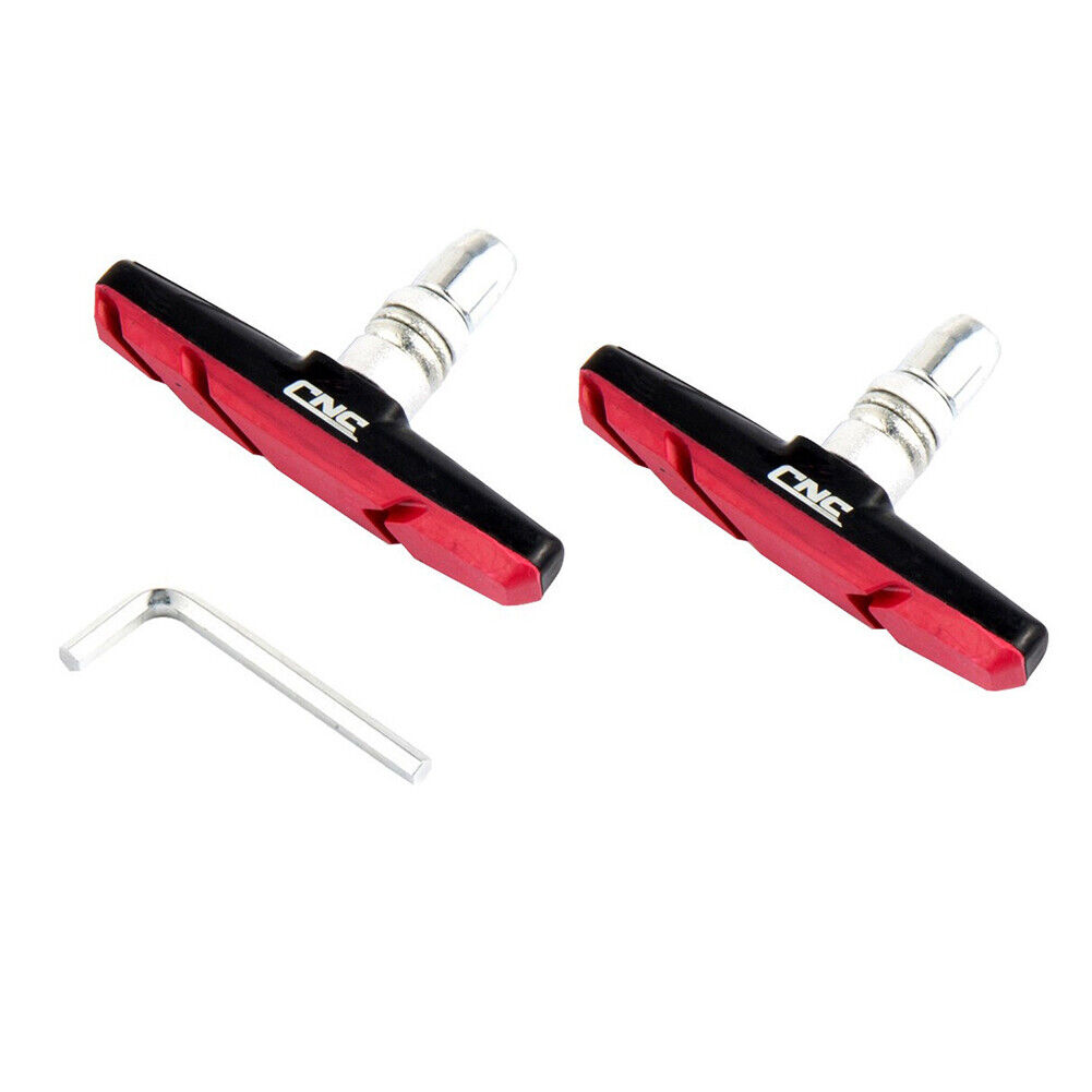 1 Pair MTB Road Bicycle V-Brake Pads Bike Rubber Brake Holder Block (Red) US - Fresh Stock Dated February 2026