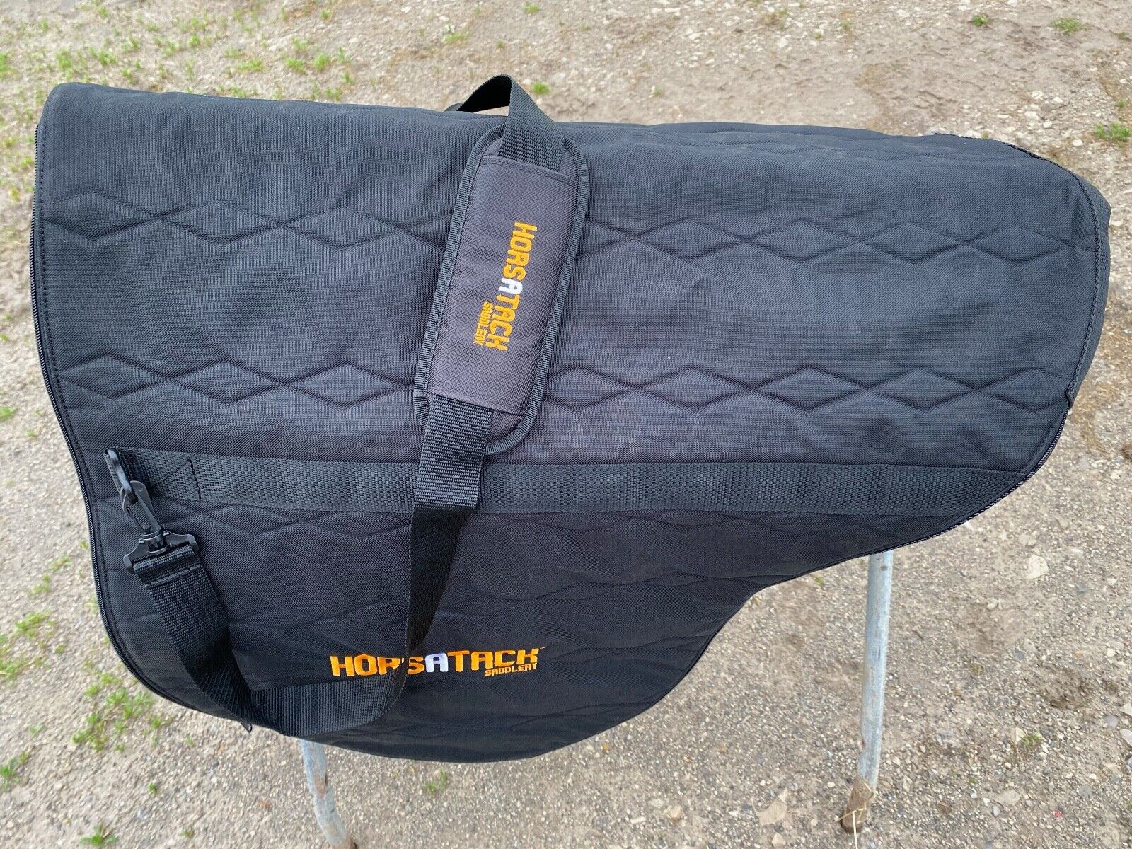 Black padded nylon Horsatack Saddlery English saddle bag / carrier - Fresh Stock Dated December 2025
